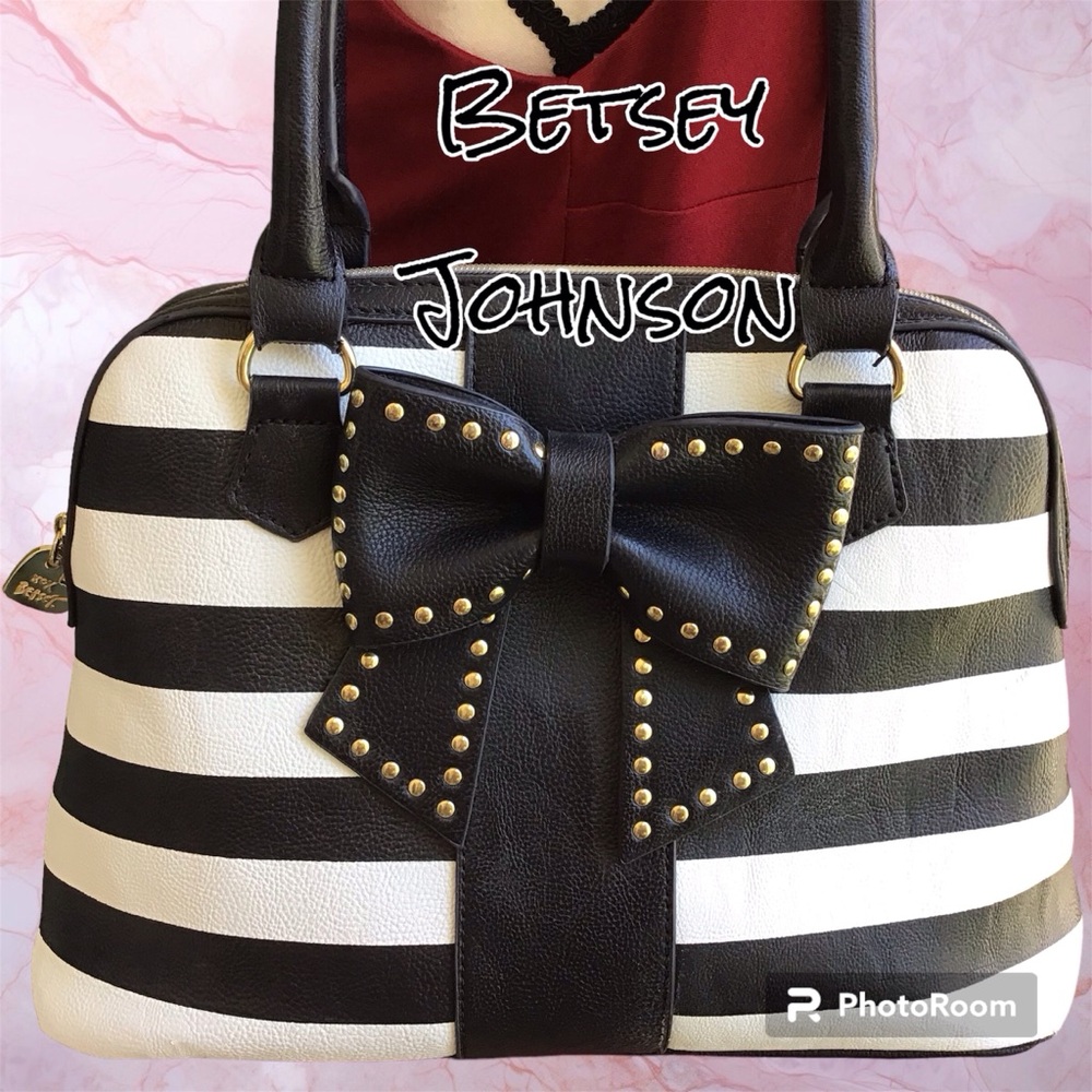 Betsey Johnson Black & White Stripe Bag